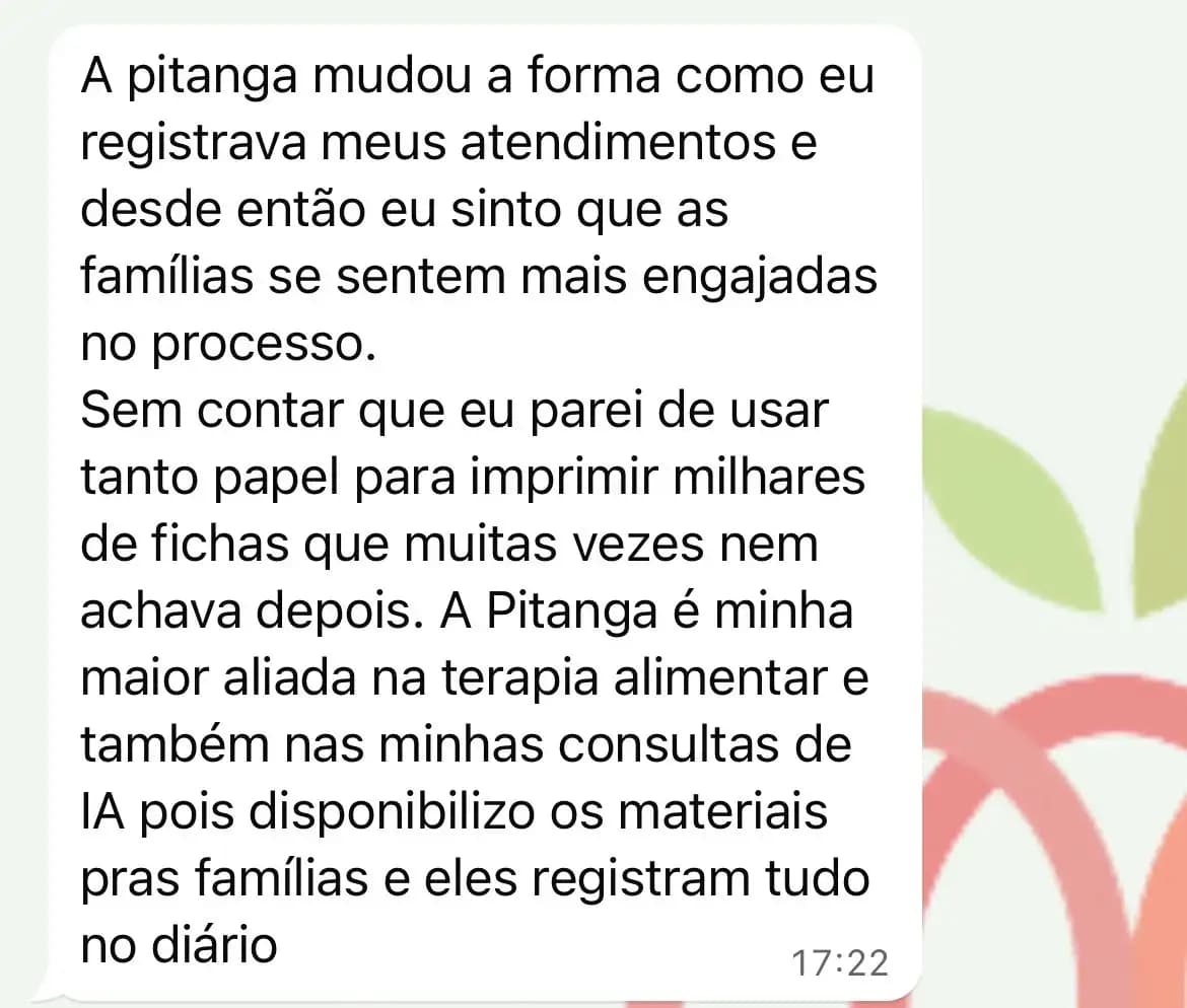 Depoimento de assinante da Pitanga Pro (captura de conversa)